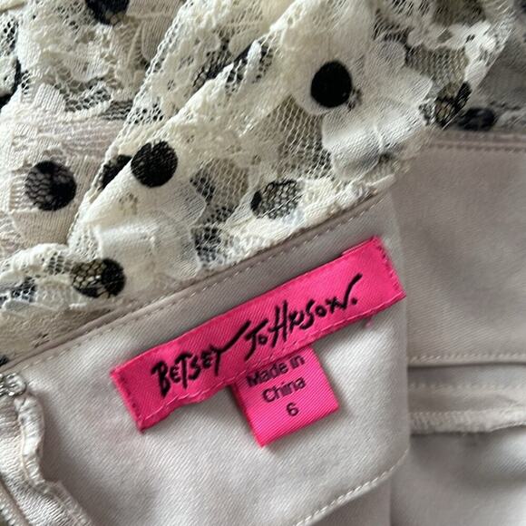 Betsey Johnson Cream and Black Lace Polka Dot Dress - Picture 8 of 9